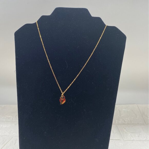 Mini Heart & Lock Chain Necklace Gold Tone Titanium Steel Adjustable - Picture 10 of 10